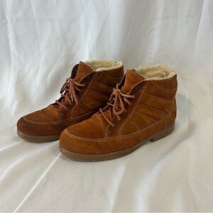 Mens Coasters CowhideLeather Suede Fur LinedBoots Brown Lace Up - Sz. 10M